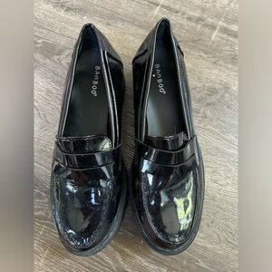 Bamboo Platform Black Platform Loafers, 8/38